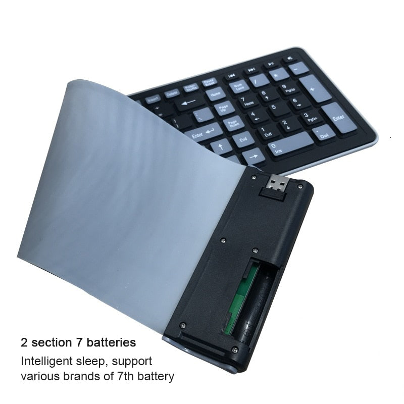 Foldable Silicone Wireless Keyboard 2.4G Usb Flexible Waterproof Slim Keyboard Universal Silent Roll Up Keypad For PC Laptop
