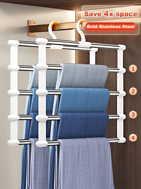 Joybos Clothing Racks Pants Trouser Hangers Racks Multifunction Closet Organizer Stainless Steel Clothes Hanger Home Accessories