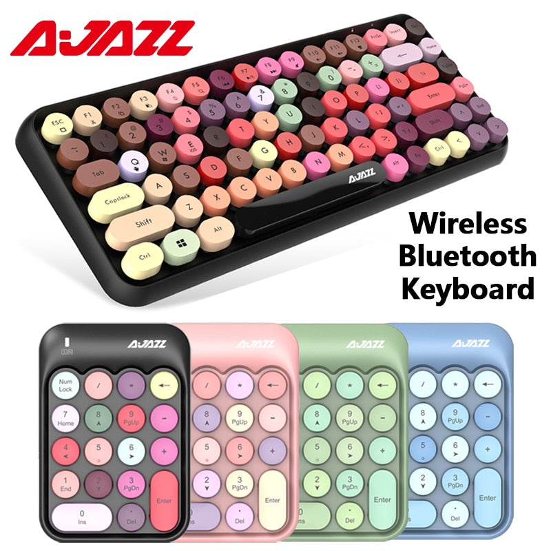 Ajazz 308I Wireless Keyboard 18/84 Keys Round Keycap Bluetooth Keyboard Portable 2.4GHz Numeric Keypad for Tablet Laptop Android