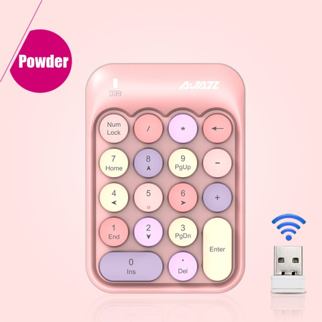 Ajazz 308I Wireless Keyboard 18/84 Keys Round Keycap Bluetooth Keyboard Portable 2.4GHz Numeric Keypad for Tablet Laptop Android