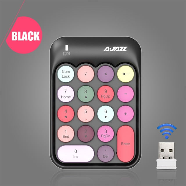Ajazz 308I Wireless Keyboard 18/84 Keys Round Keycap Bluetooth Keyboard Portable 2.4GHz Numeric Keypad for Tablet Laptop Android
