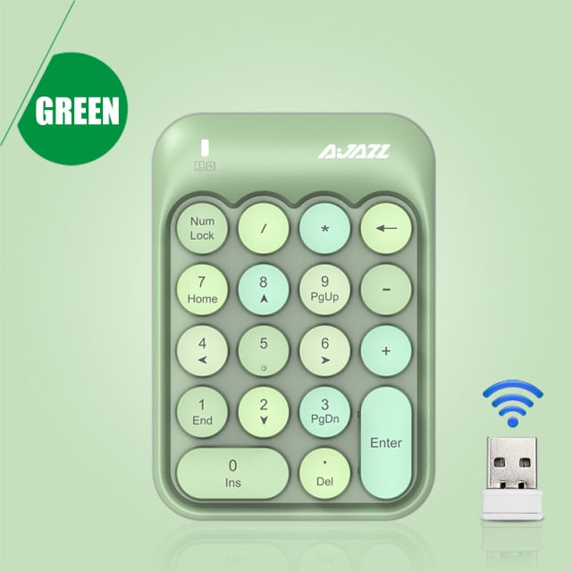 Ajazz 308I Wireless Keyboard 18/84 Keys Round Keycap Bluetooth Keyboard Portable 2.4GHz Numeric Keypad for Tablet Laptop Android