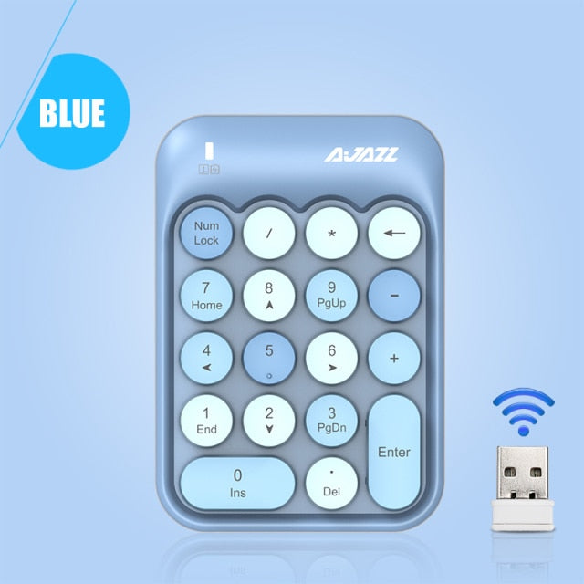 Ajazz 308I Wireless Keyboard 18/84 Keys Round Keycap Bluetooth Keyboard Portable 2.4GHz Numeric Keypad for Tablet Laptop Android