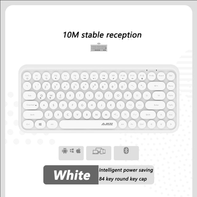 Ajazz 308I Wireless Keyboard 18/84 Keys Round Keycap Bluetooth Keyboard Portable 2.4GHz Numeric Keypad for Tablet Laptop Android