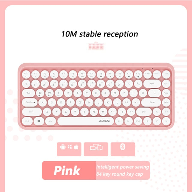 Ajazz 308I Wireless Keyboard 18/84 Keys Round Keycap Bluetooth Keyboard Portable 2.4GHz Numeric Keypad for Tablet Laptop Android