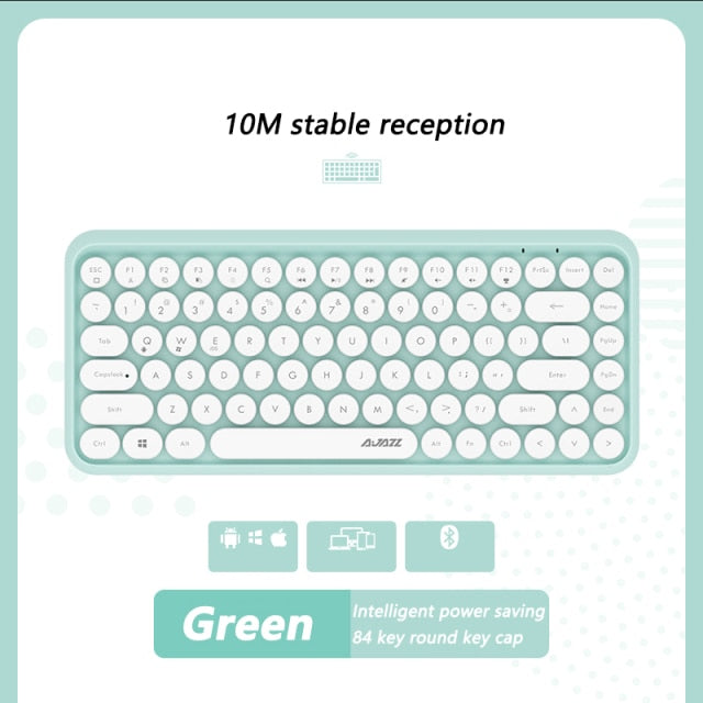 Ajazz 308I Wireless Keyboard 18/84 Keys Round Keycap Bluetooth Keyboard Portable 2.4GHz Numeric Keypad for Tablet Laptop Android